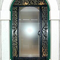 wrought iron and glass door