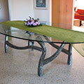modern iron and glass table